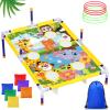 Leitee 2 in 1 Bean Bags Toss Game Animal Cornhole Bean Bags Ring Toss Game Kids Cornhole Games Set Party Carnival Games Toys Gifts Birthday Games Ideal Birthday for Ages 4-8 Toddlers view 1