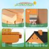 JOYMOR Kids Outdoor Playhouse with Sink Toys, Picnic Table, Mailbox, Spacious Wooden Toddler Playhouse for Backyard Kids 3-8Y DIY Room with Flowerpot Holders, Plastic Basin (Light Brown) view 3