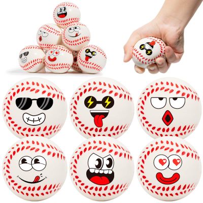 CYCLESCRUX 12 Pack Cute Face Baseball Party Favors(2.5 '') Mini Foam Sports Squeeze Balls for Anxiety Relief,Squeeze Toys for Kids Adults, Goodie Bag Fillers, Desk Toys,Classroom Prizes(Baseball)