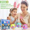 6 PCS Easter Basket Stuffers for Toddler Kids, Light Up & Singing Spinning Top with Flash, Easter Egg Hunt Party Favor Toy Gifts, Kids Goodie Bag Fillers, Easter Gifts for 3+ Boys Girls,Y view 4