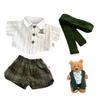 LICHADUOLE 14-16"/38cm Teddy Bear Clothing Set with Striped Shirt, Plaid Shorts Knit Scarf - 3-Piece Outfit for Slim Bumblybear/Bashful Bunny or Round Bartholomew Bear Stuffed Animals(NO Doll) view 1