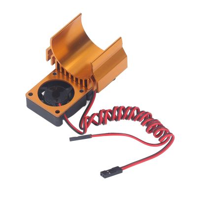 RiToEasysports RC Car Heat Sink, DC 5V RC Motor Cooling Fan Group Double Fan Heatsink Motor Radiator Set for Slash 44 1/10 Car (Gold