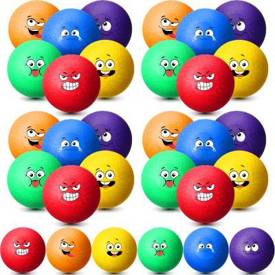 Jerify 30 Pcs 8.5 Inch Dodgeballs Playground Balls Bulk Colorful Emotion Handball Kickball Bouncy Balls for Indoor Outdoor Games Gym Camps Picnic Beach School