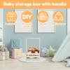 Abizarch Wooden Baby Shower Basket, Baby Shower Crate Closet with Handle, Baby Clothes Rack, Baby Shower Hamper Storage Basket for New Born Baby Shower New Parents view 4