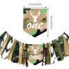 1st Birthday High Chair Banner 79" Jungle Theme High Chair Banner Camouflage First Birthday Banner Reusable Camo Birthday Party Decorations for Boy Girl Baby Photo Props First Birthday Banner Camo Bi view 3