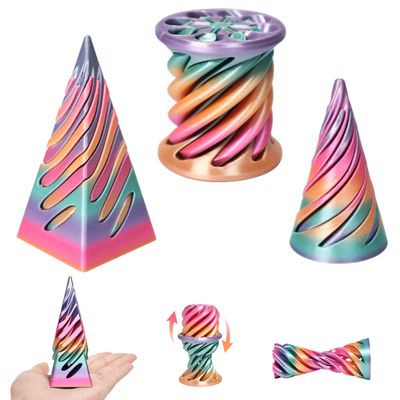 3 Packs Impossible Cone,Spiral Cone Fidget Toy,Fidget Cone,3D Printed Spiral Cone Fidget Toy,Impossible Pyramid Passthrough Toy for Stress and Anxiety Relaxing (Colorful)