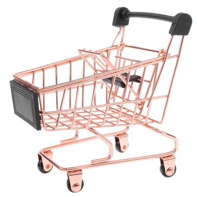 Thick Trolley Trolley Shopping Cart Games Children Home Decor Metal, Rose Gold, Size(LxWxH): 11.5 x 8.5 x 12 cm