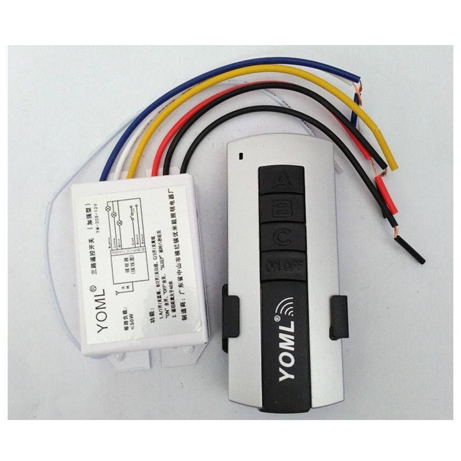 DC12V 7 Cables Ceiling Lamp Three Channel Wireless RC Control Light Switch
