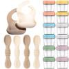 12pc Glass Baby Food Storage Jars, 4 Silicone Baby Spoons & 2 Silicone Bibs, Baby Mealtime Essentials  BPA-Free, Leakproof, and Dishwasher Safe view 1