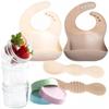 12pc Glass Baby Food Storage Jars, 4 Silicone Baby Spoons & 2 Silicone Bibs, Baby Mealtime Essentials  BPA-Free, Leakproof, and Dishwasher Safe view 2