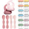 12pc Glass Baby Food Storage Jars, 4 Silicone Baby Spoons & 2 Silicone Bibs, Baby Mealtime Essentials  BPA-Free, Leakproof, and Dishwasher Safe view 1