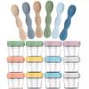 12-Pack Glass Baby Food Storage Jars with Lids, 6-Pack Silicone Baby Self-Feeding Spoons  BPA-Free, Leakproof, Freezer Safe Jars view 1