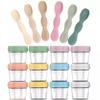 12-Pack Glass Baby Food Storage Jars with Lids, 6-Pack Silicone Baby Self-Feeding Spoons  BPA-Free, Leakproof, Freezer Safe Jars view 1