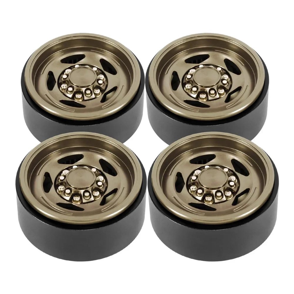 4Pcs 1.9 Inch Beadlock Wheel Rims with Scale Hardware for 1/10 RC Crawler SCX10 III Capra TRX4 VS4 CC01 TF2 D90 86100 Emo RC4WD(Brown)