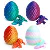 4 Pack 3D Printed Dragon Easter Basket Stuffers, Small Eggs with Dragon Inside, Easter Gift for Kids&Adults, Articulated Crystal Dragon Fidget Toy, Desk Pet, 3D Printing Home Decor view 1