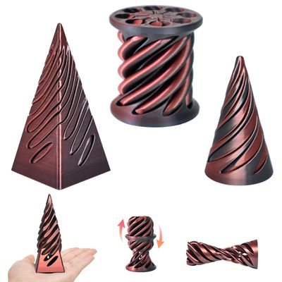 3 Packs Impossible Cone,Spiral Cone Fidget Toy,Fidget Cone,3D Printed Spiral Cone Fidget Toy,Impossible Pyramid Passthrough Toy for Stress and Anxiety Relaxing (Black)