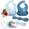 12pc Glass Baby Food Storage Jars, 4 Silicone Baby Spoons & 2 Silicone Bibs, Baby Mealtime Essentials  BPA-Free, Leakproof, and Dishwasher Safe view 2