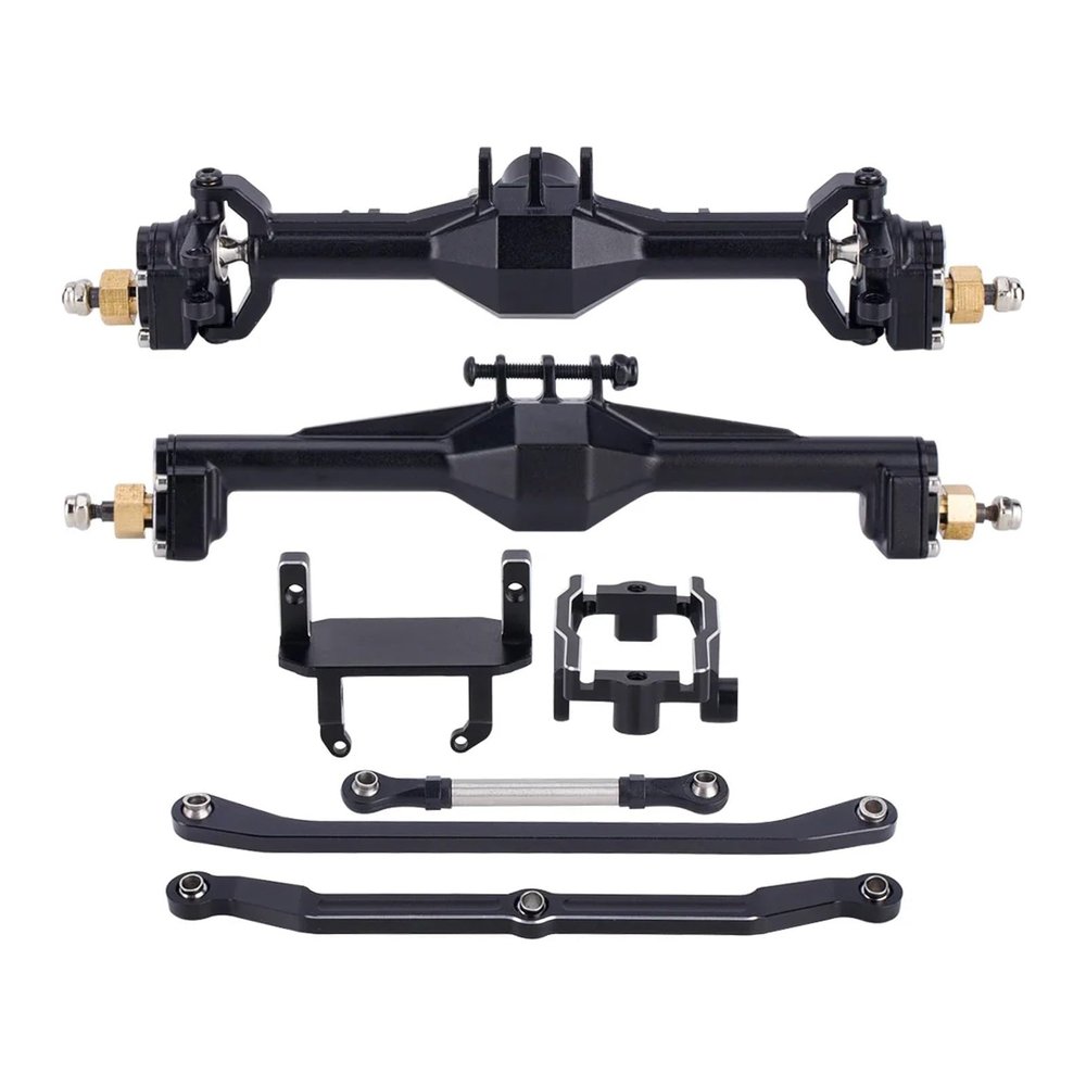 +10mm Diamond CNC Portal Axles with Lay Down Servo Mount & Links for 1/18 RC Crawler TRX4M Axle Upgrade Parts(Black-1Set)