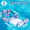 2 Pack 2 in 1 Inflatable Pool Floats Lounge with Leg Arm Rests Fabric Floating Lounger Chairs Blow up Pools Noodles for Adult Heavy Duty Float Chair for Party Summer Water Beach Lake(Blue, Green) view 2