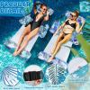 2 Pack 2 in 1 Inflatable Pool Floats Lounge with Leg Arm Rests Fabric Floating Lounger Chairs Blow up Pools Noodles for Adult Heavy Duty Float Chair for Party Summer Water Beach Lake(Blue, Green) view 3