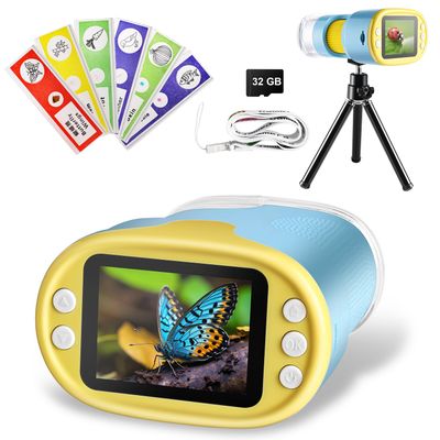 1000X Handheld Microscope for Kids, Weton 2.0" HD Screen Mini Digital Microscope w/Slides Kit Portable Edu Gift for Age 4-6 8-12 Children Students,32G SD Card & Tripod Stand Included