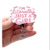 I'm Literally Just a Girl Pink Bows Acrylic Badge, Nurse Badge Reel, Retractable Badge Reel With Swivel Clip and Extra-Long 34 inch cord, Nurse Badge, Trendy Badge view 1