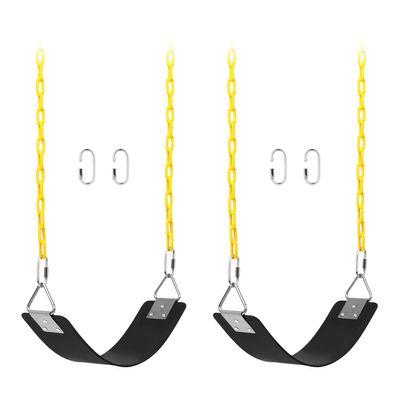 2 Pack Swing Sets, AGPTEK Swing Seat with 66 Inch Anti-Rust Chains Thermoplastic Coated, Support 250lb, Accessories Replacement with Snap Hooks for Outdoors, Playground (Black)