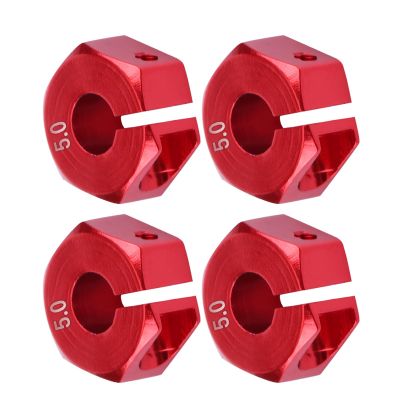 12mm Universal Wheel Hex Hub Adapter Efficiently Solving Car Shaking for 1/10 Scale RC Sports Car Made of Aluminium Alloy Blue 4pcs for Offroad Car Enthusiasts (5.0MM red)