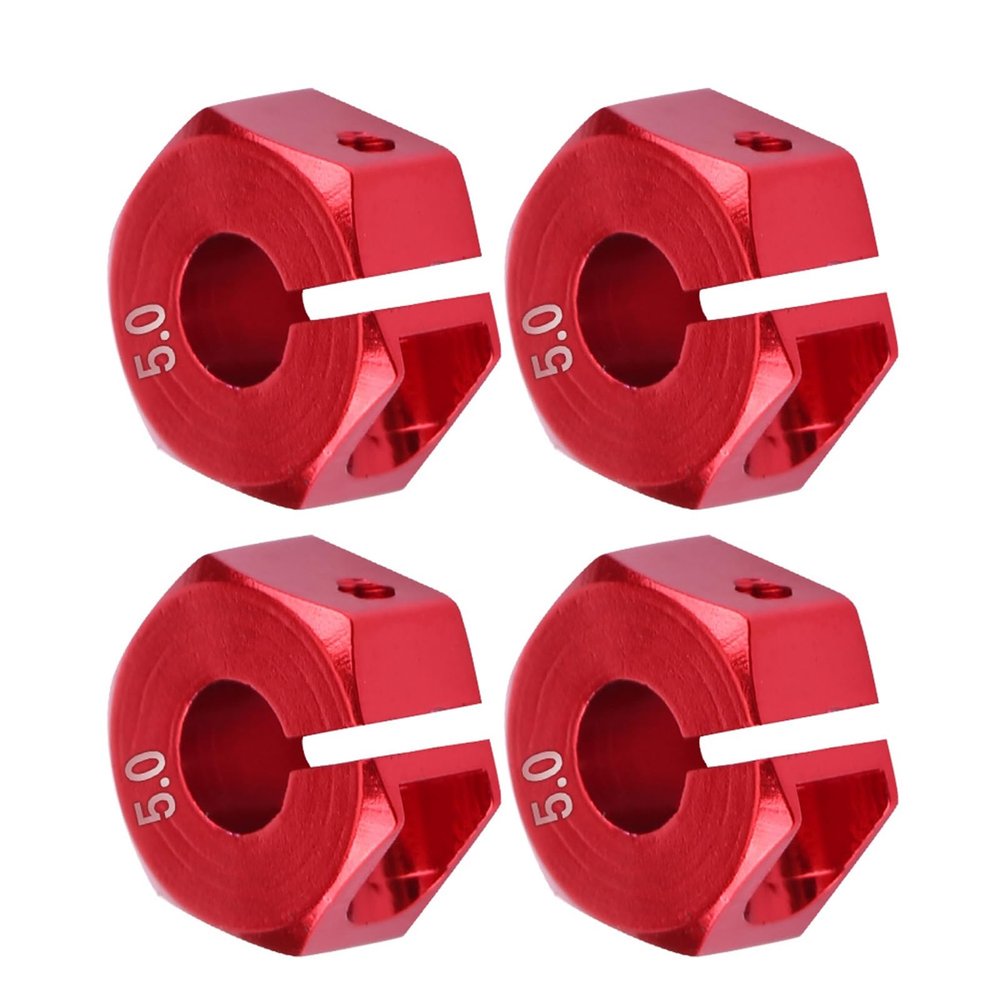 12mm Universal Wheel Hex Hub Adapter Efficiently Solving Car Shaking for 1/10 Scale RC Sports Car Made of Aluminium Alloy Blue 4pcs for Offroad Car Enthusiasts (5.0MM red)