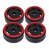 4 Pcs Machined Carbon Fibre 1.9 Inch Beadlock Wheel Rim Hub for 1/10 RC Crawler Car SCX10 TRX4 VS4-10 Cheater Rigs 1.9S LCG DIY(Red A) view 1