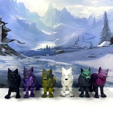 6pcs 3D Printed Wolf, Articulated Home Office Decor Executive Desk Toys, Fidget ADHD Toy for Autism/ADHD - W001-S-6X