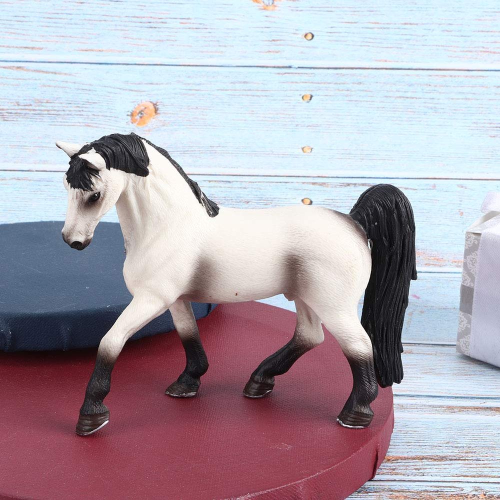 White Horse Model Toy Lifelike Handpainted Educational Animal Figure for Kids Children Decor, Odorless PVC Statue for Collectors Teachers