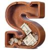 ELX Large Letter Piggy Bank for Kids Boys, Personalized Wooden Money Bank, Safe & Durable Savings Box for Toddlers Girls, Gifts for Birthday Holiday Christmas view 1