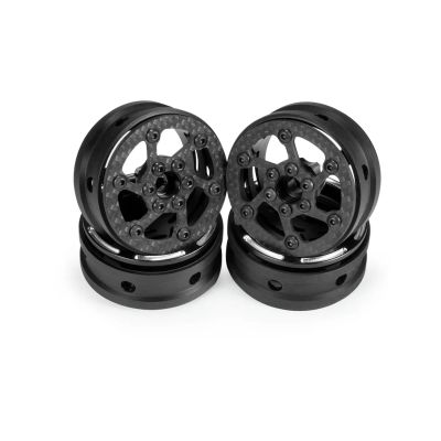 1.9'' Carbon Fiber RC Wheels Rim for 1/10 Rock Crawler Capra SCX10 II TRX4 TF2 for Gmade R1 Element Enduro CC01 TF2 D90 YK6101 DIY(Black B)