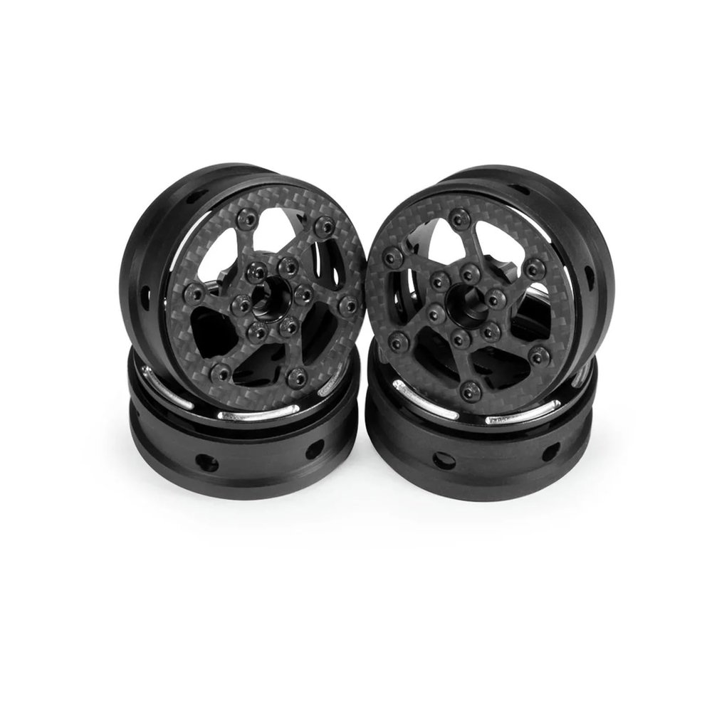 1.9'' Carbon Fiber RC Wheels Rim for 1/10 Rock Crawler Capra SCX10 II TRX4 TF2 for Gmade R1 Element Enduro CC01 TF2 D90 YK6101 DIY(Black B)