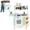 INFANS Kids Kitchen Playset, Toddler Wooden Pretend Cooking Set with Stove Microwave Dustbin Storage Cabinet, Play Kitchen Toy Set with Toy Food Cookware Accessories for Children Boys Girls view 1