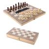 Travel Size Wooden Chess Set 3-in-1 Portable Folding Board Game for Family Fun - Premium Material Chess Checkers Backgammon Toy for Logical Thinking view 2