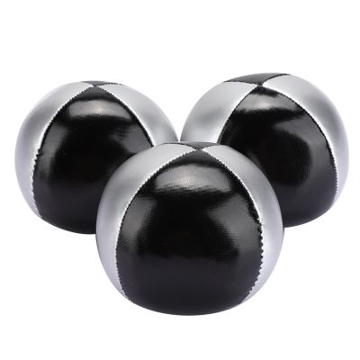 Aramox Juggling Ball Lightweight Professional 3PCS Set for Beginners to Professionals Children's Leisure Play PU Leather Silver Black