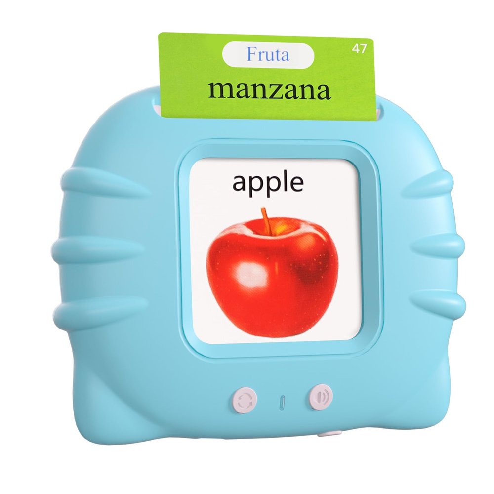 224 Words Spanish English Talking Flash Cards with Music for Toddler Age 1 2 3 4 5 6, Sensory Learning Eduactional Montessori Toys, Autism Pocket Speech Therapy Christmas Toys Gifts for Girls Boys