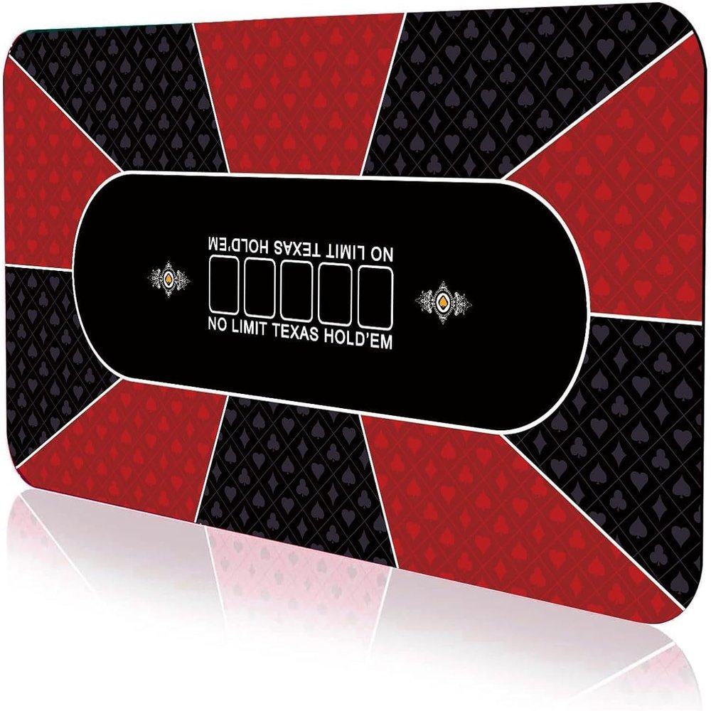 WUHUQN Poker Mat - Portable Professional Poker Mat,Folding Poker Mat, 10 Player Professional Rubber Texas Poker Mat, Players Game Layout Mat