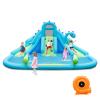 GLACER Inflatable Water Slide Park, Blow up Dinosaur Water Slides w/Splash Pool, Dual Slides, Climbing Wall, Outdoor Backyard Mega Bounce House for Big Kids (with 584W Blower) view 1
