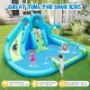 GLACER Inflatable Water Slide Park, Blow up Dinosaur Water Slides w/Splash Pool, Dual Slides, Climbing Wall, Outdoor Backyard Mega Bounce House for Big Kids (with 584W Blower) view 3