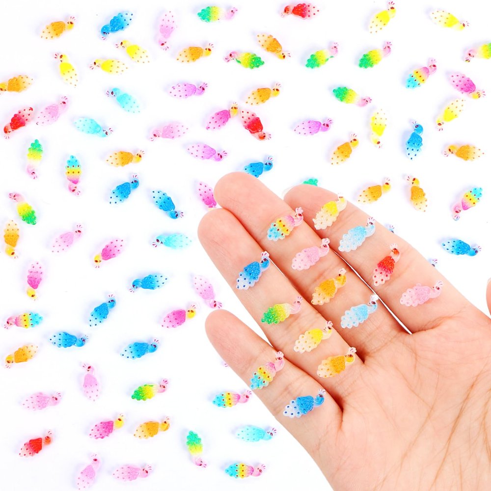 100 Pieces Tiny Peacock Decor for Dollhouse Miniatures Resin Animals for Crafts Tiny Things for Fairy Garden Micro Landscaping Decoration