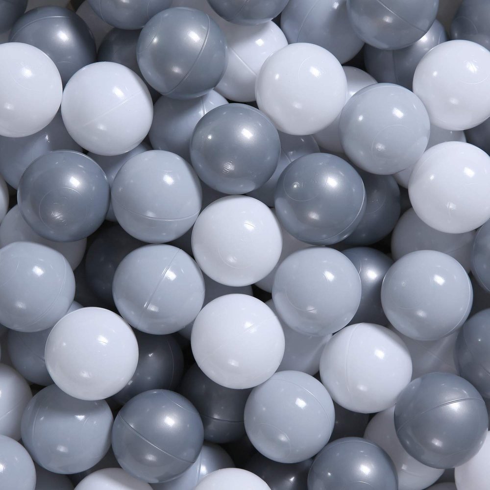 GOGOSO Ball Pit Balls for Toddler, Baby Plastic Playballs Kids Soft Pastel Pelotas Non-Toxic BPA-Free Gray+Pearl Gary+ White, 200 Balls