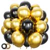 100pcs Black and Gold Balloons 12 Inch Metallic Gold and Black latex Party Balloons for Birthday Retirement Graduation New Year's Eve Party Decorations view 1