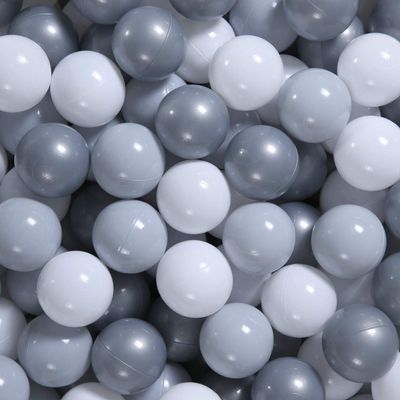 GOGOSO Ball Pit Balls for Toddler, Baby Plastic Playballs Kids Soft Pastel Pelotas Non-Toxic BPA-Free Gray+Pearl Gary+ White, 50 Balls