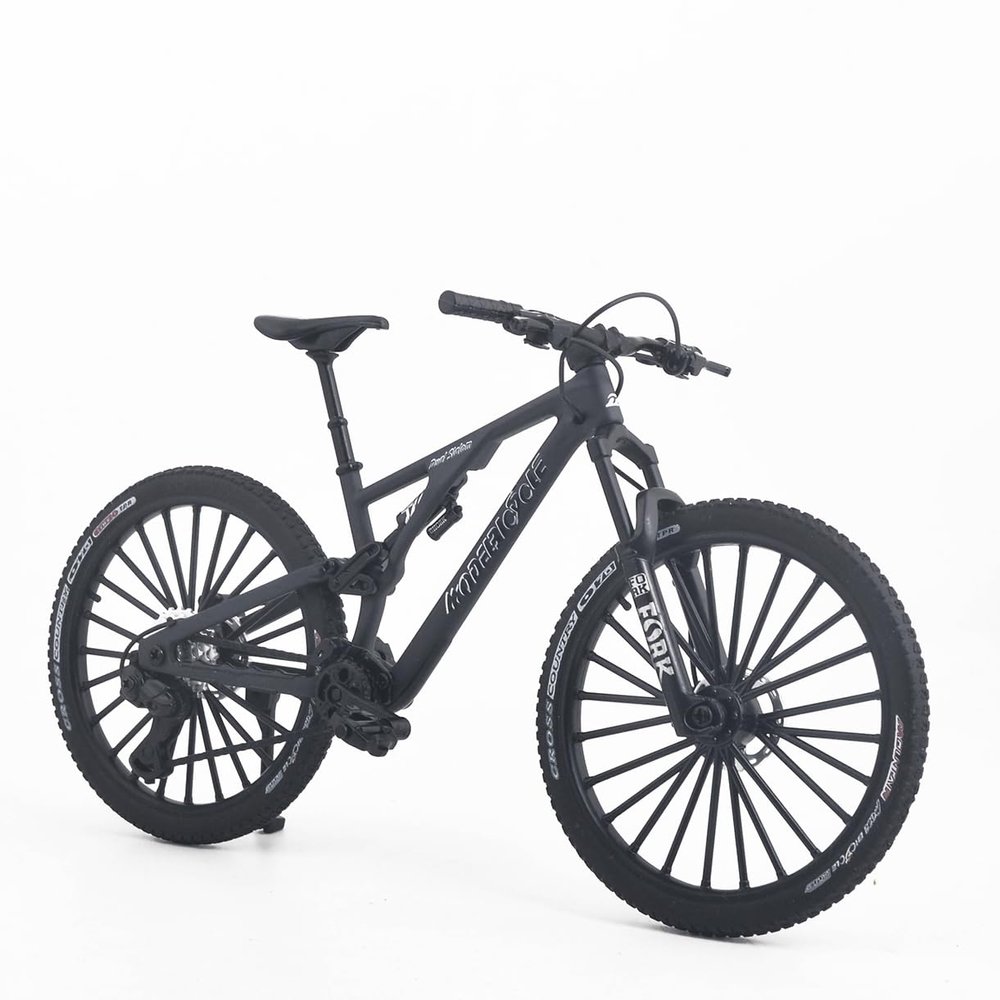 Kuasting 1:8 Scale Die-Cast Mini DS Dual Slalom Mountain Bike Toy FS Bicycle Model Alloy Mini Cake Topper Desktop Decoration Crafts for Cycling Lovers Bike Racers Athletes Children (Black)