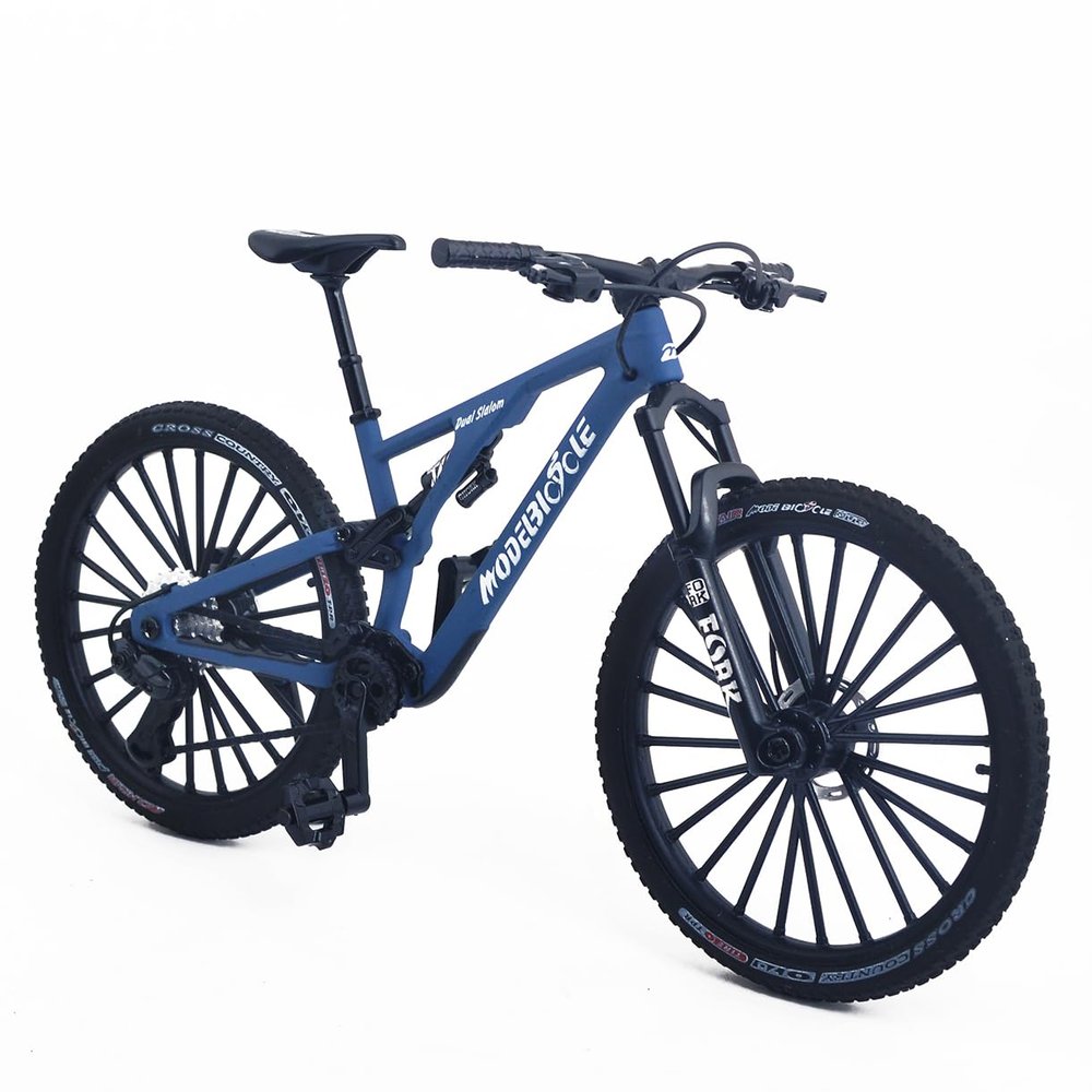 1:8 Scale Alloy Mini Mountain Bike Toy DS Dual Slalom Bicycle Model Die-Cast Bike Cake Topper Desktop Decoration Crafts for Cycling Lovers Bicycle Racers Athletes Children Boys and Girls (Blue)