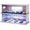 Tujoe 2 Pcs Display Case for Toy Car Garage with LED Light Stackable 1/64 Scale Diecast Toy Cars Garage for Maximum 58 Model Car Display and Storage(Red Bricks) view 1
