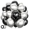 100pcs Black and Silver Balloons 12 Inch Metallic Silver and Black latex Party Balloons for Birthday Graduation Engagement New Year's Eve Party Decorations view 1